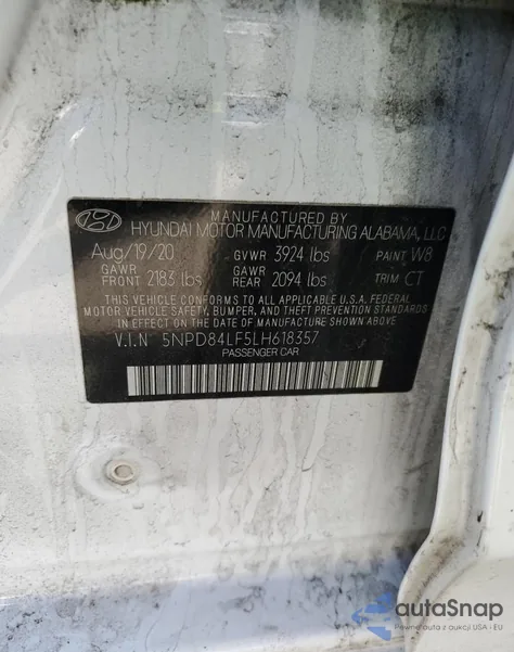 2020 Hyundai Elantra Sel из США, поврежденный, VIN 5NPD84LF5LH618357